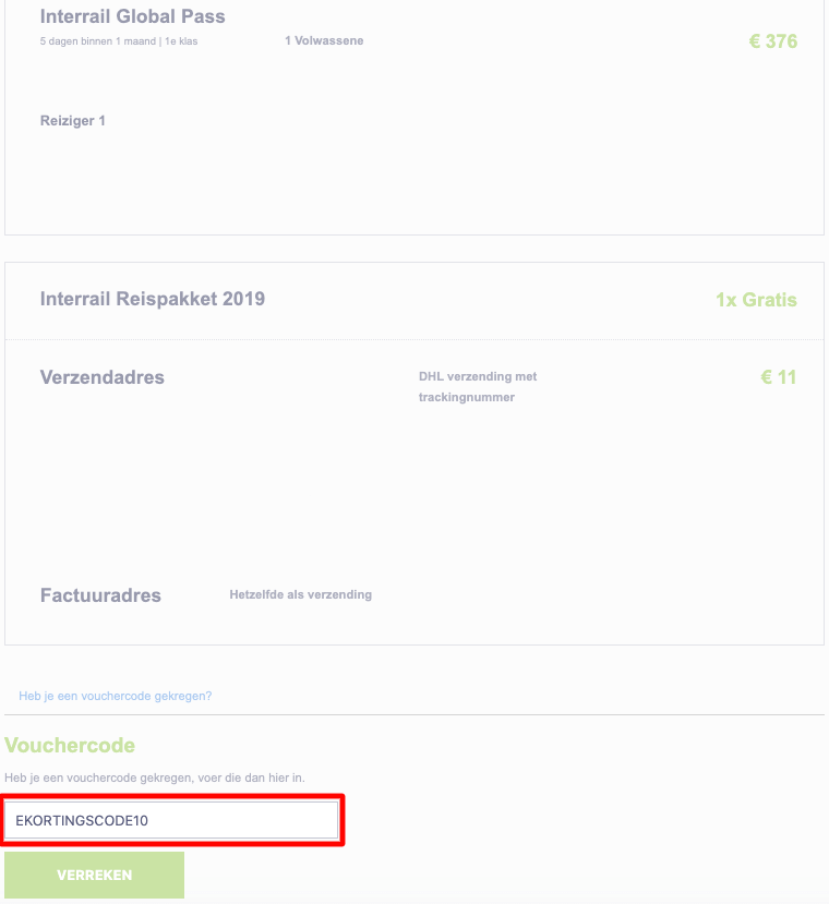 Interrail kortingscode gebruiken