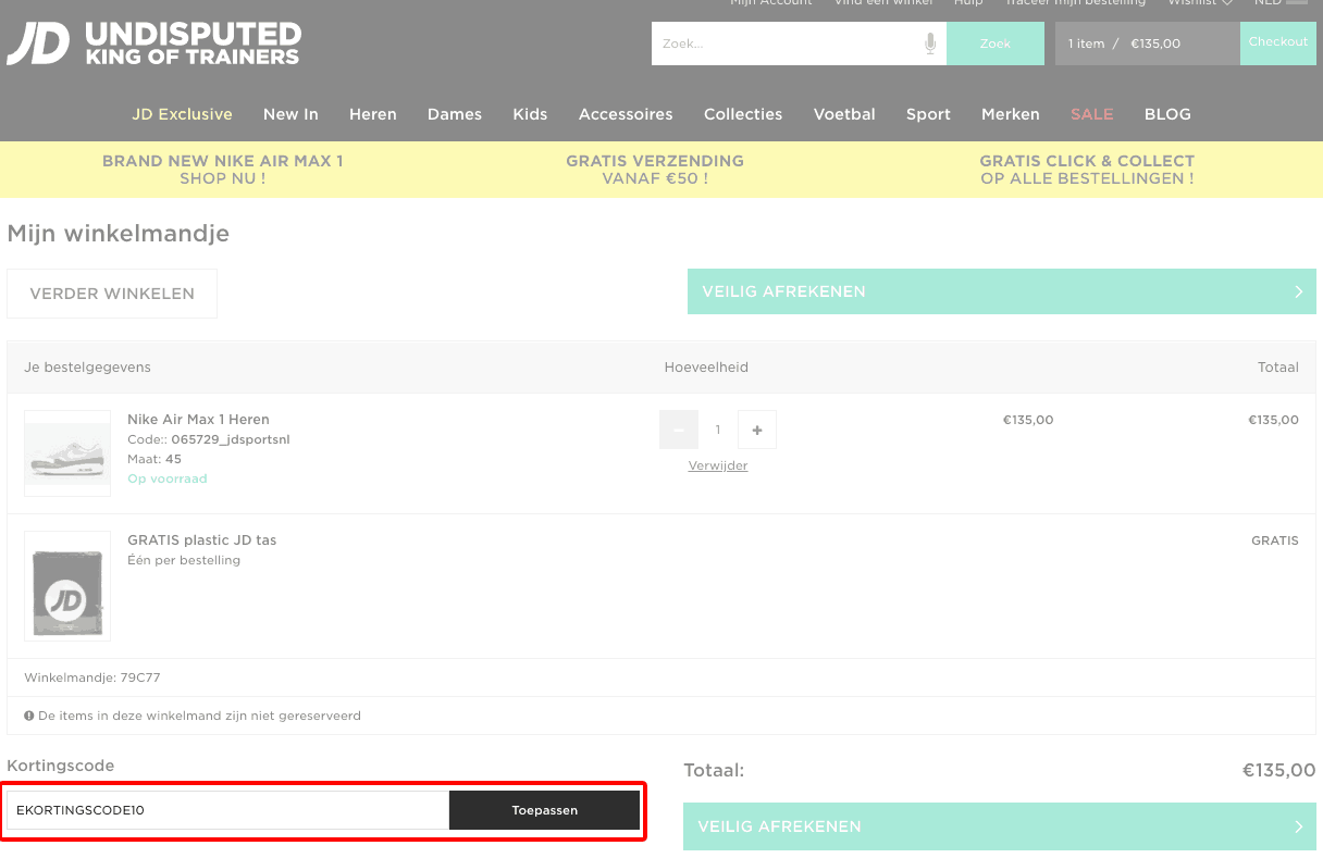 JD Sports kortingscode gebruiken