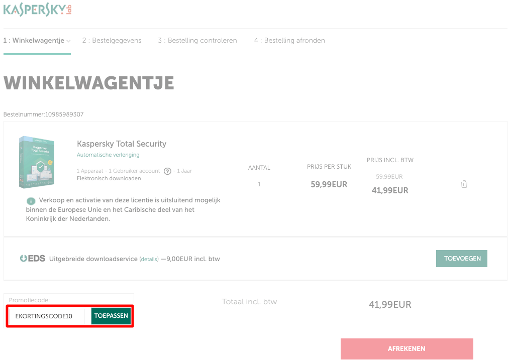 Kaspersky kortingscode gebruiken