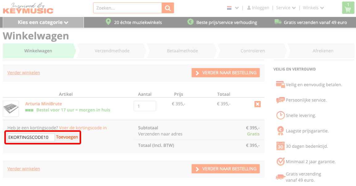 Keymusic kortingscode gebruiken