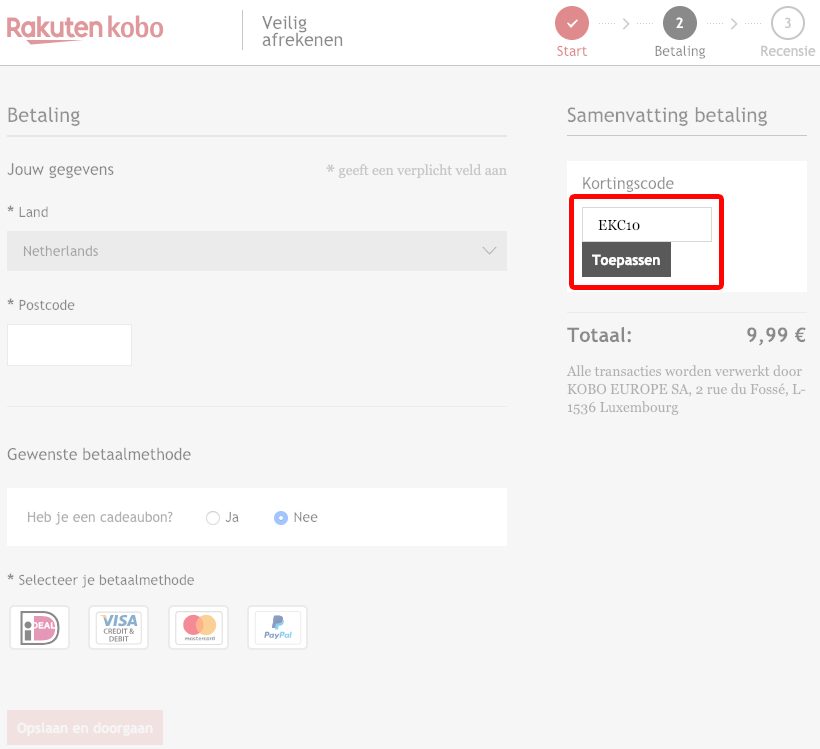 Kobo kortingscode gebruiken