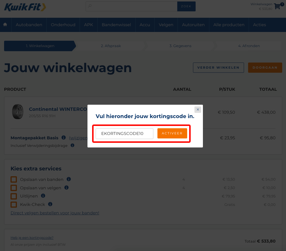 KwikFit kortingscode gebruiken