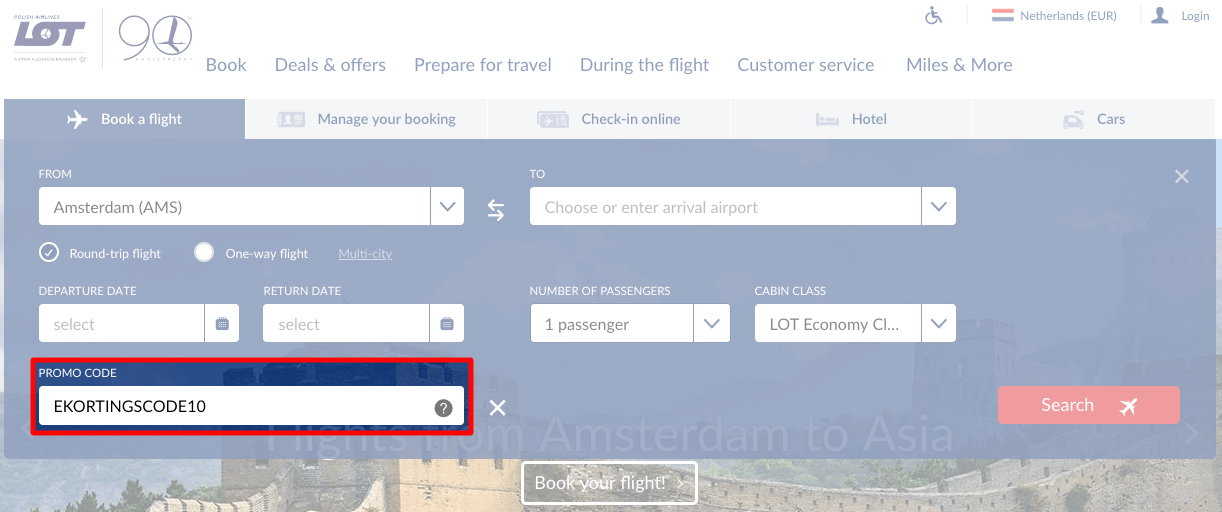 LOT Polish Airlines kortingscode gebruiken