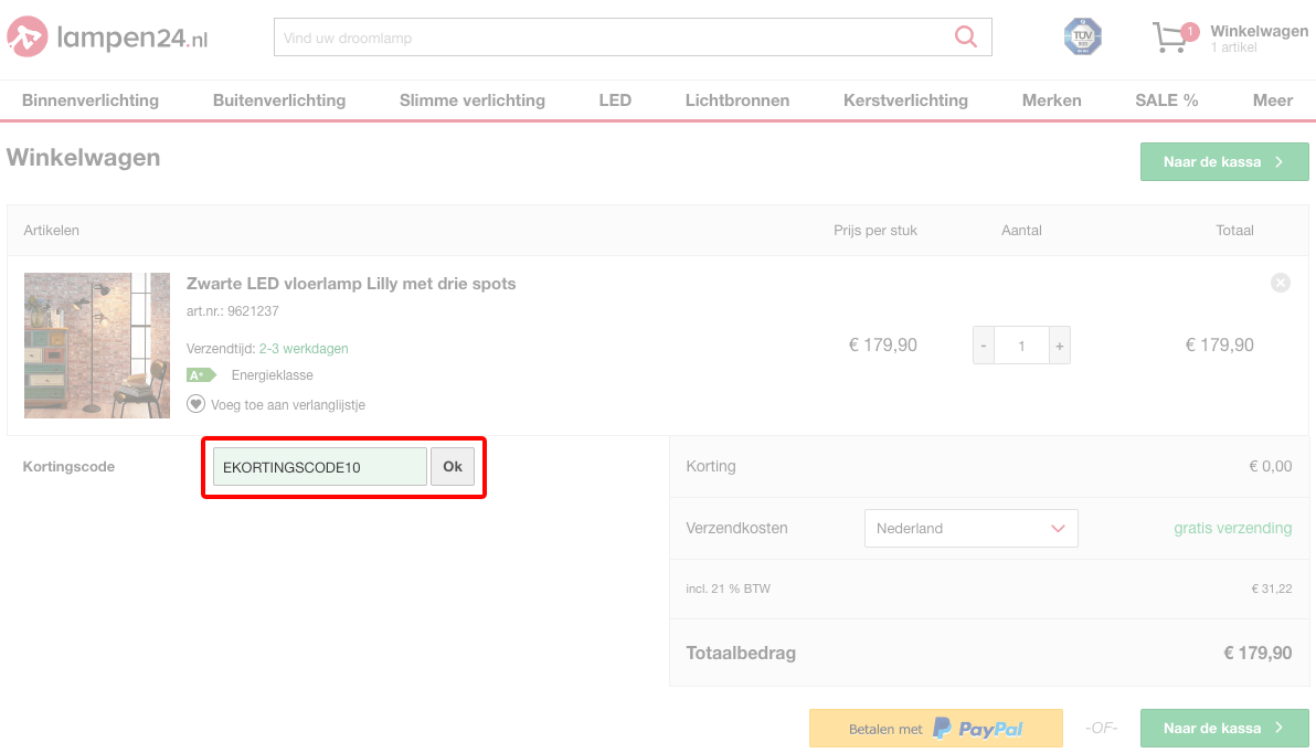 Lampen24 kortingscode gebruiken