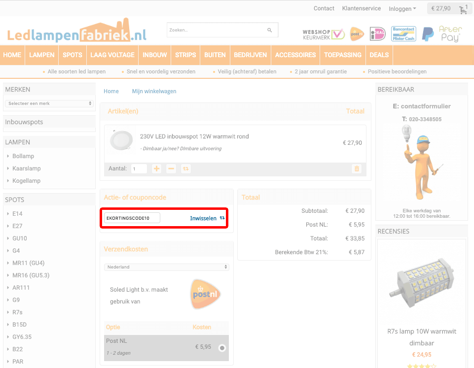 Ledlampenfabriek.nl kortingscode gebruiken
