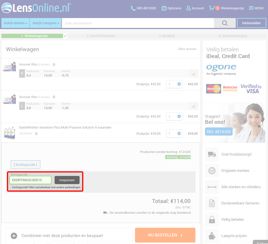 Lensonline kortingscode gebruiken