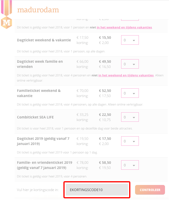 Madurodam kortingscode gebruiken