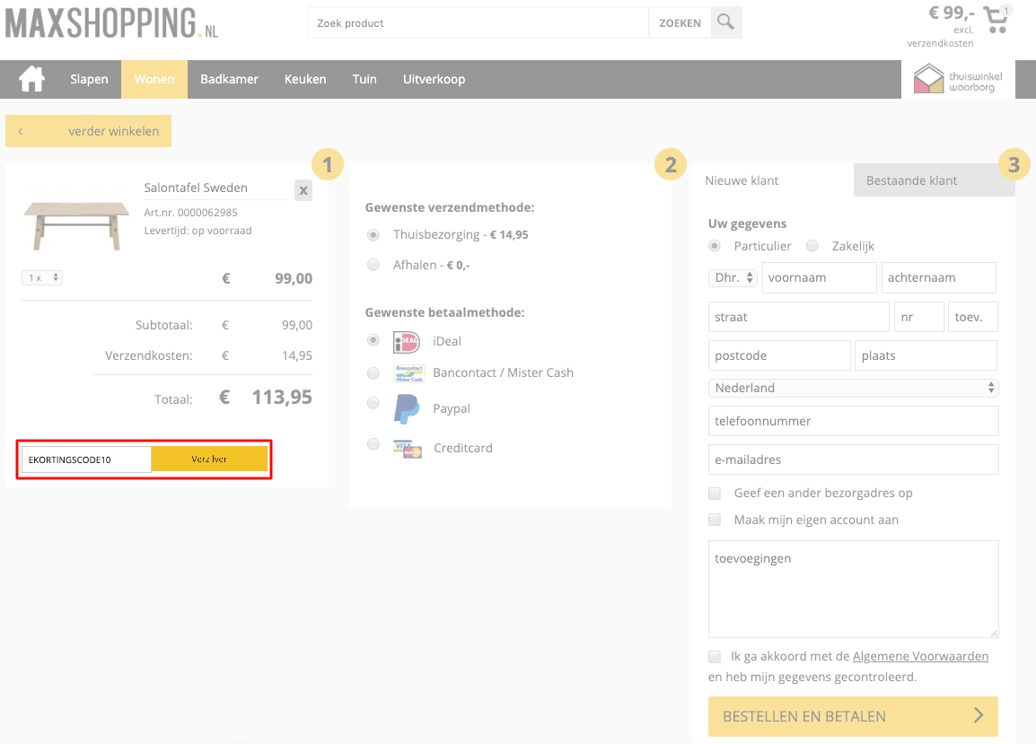 Maxshopping.nl kortingscode gebruiken