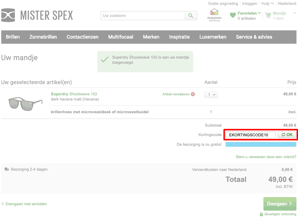 Mister Spex kortingscode gebruiken