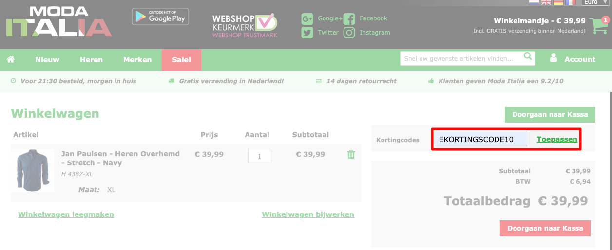 Moda Italia kortingscode gebruiken