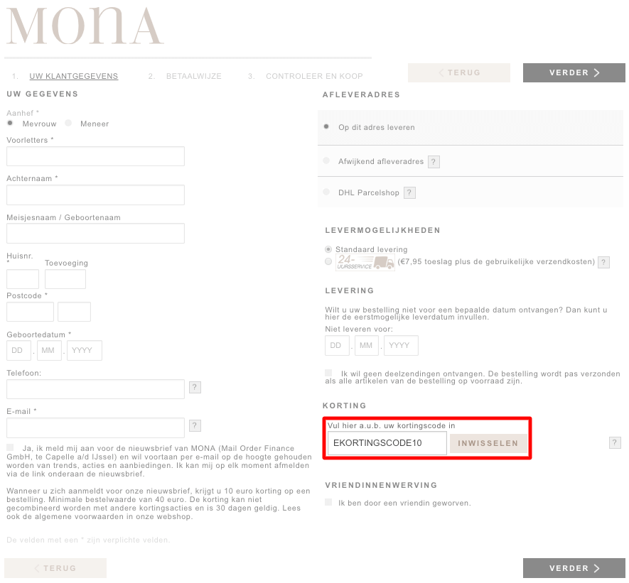 Mona Mode kortingscode gebruiken