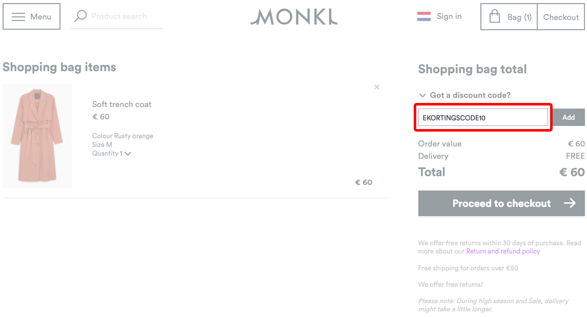 Monki kortingscode gebruiken