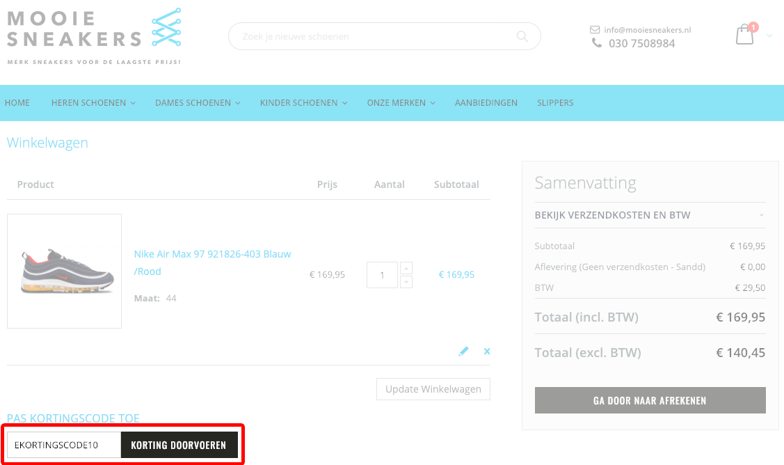 Mooiesneakers.nl kortingscode gebruiken