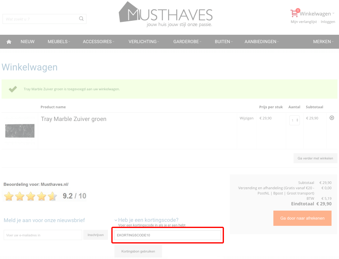Musthaves kortingscode gebruiken