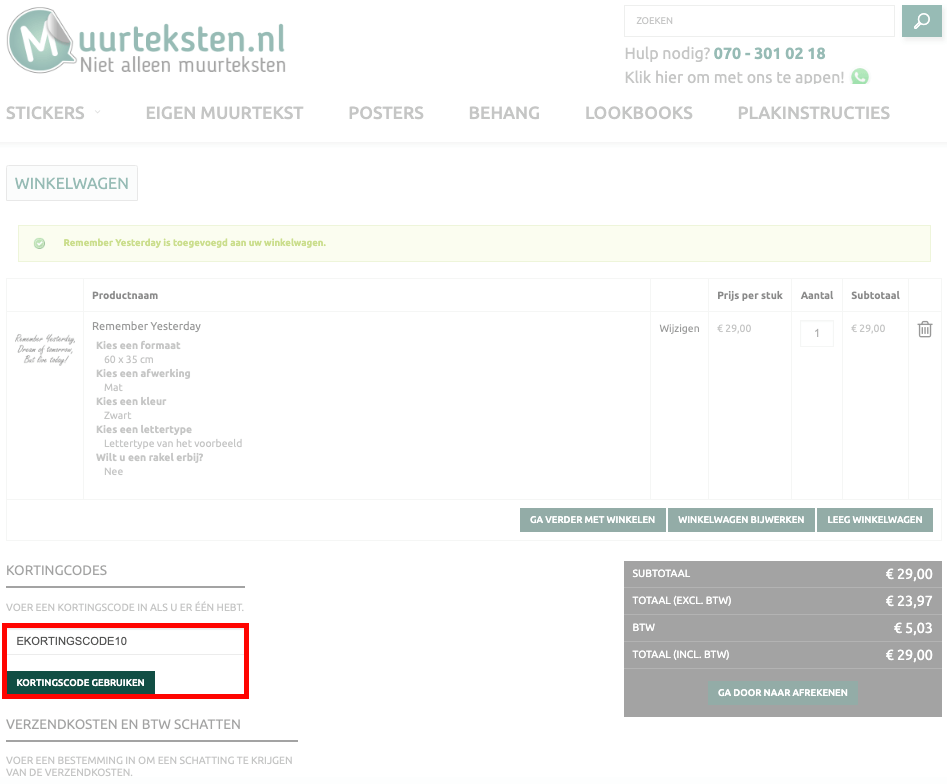 Muurteksten.nl kortingscode gebruiken