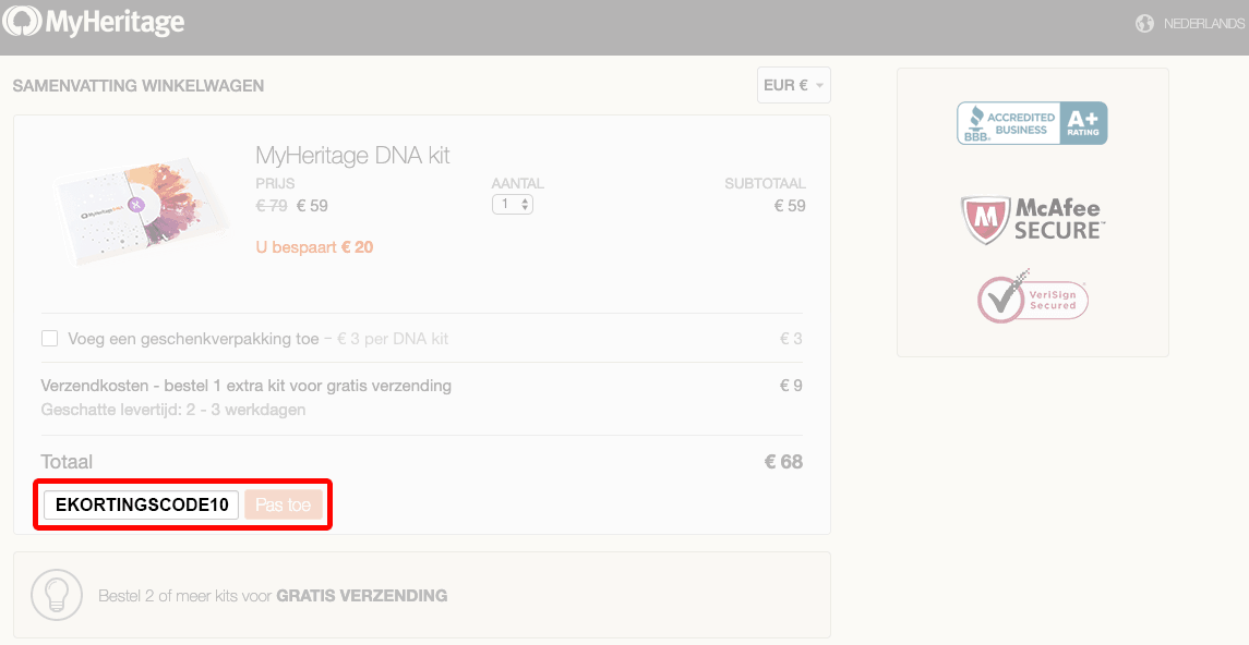 MyHeritage kortingscode gebruiken