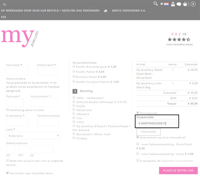 My Jewellery kortingscode gebruiken