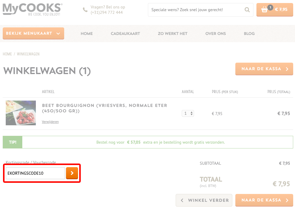 MyCOOKS kortingscode gebruiken