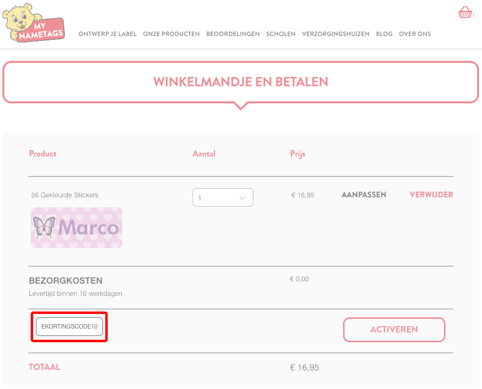 My Nametags kortingscode gebruiken