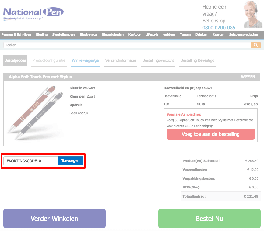 National Pen kortingscode gebruiken