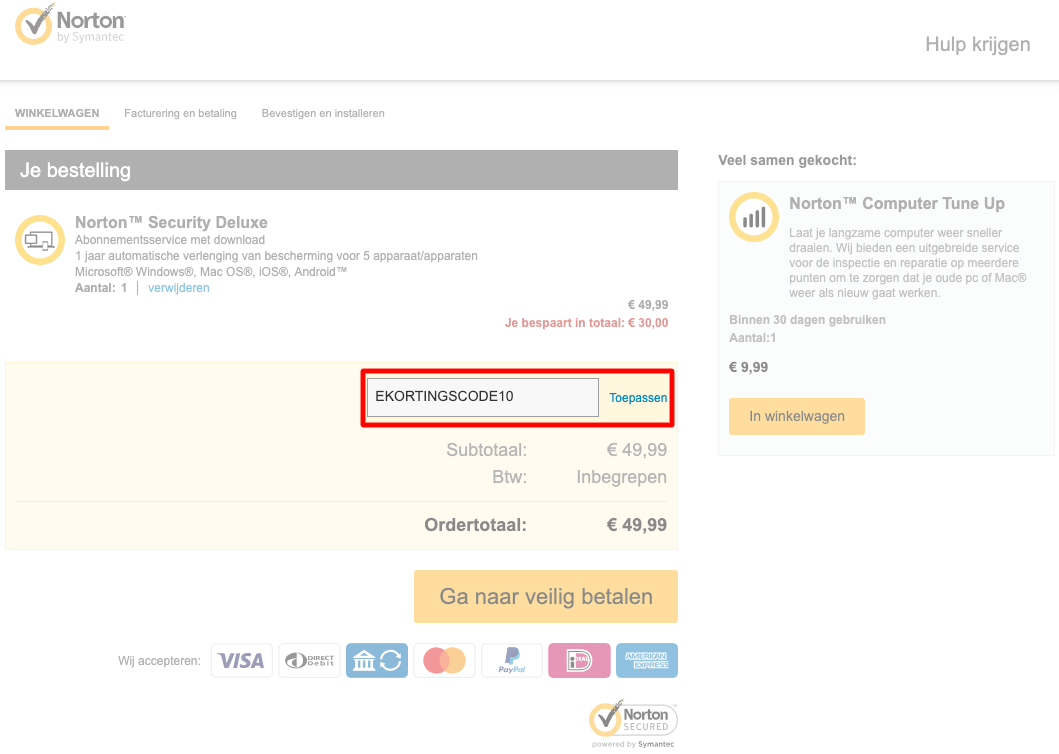 Norton kortingscode gebruiken