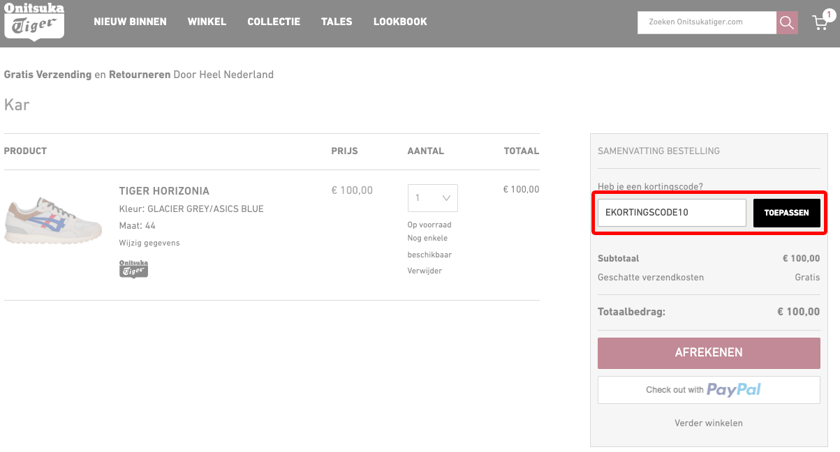 Onitsuka Tiger kortingscode gebruiken