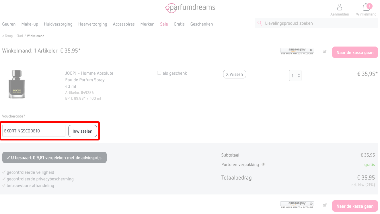 Parfumdreams kortingscode gebruiken