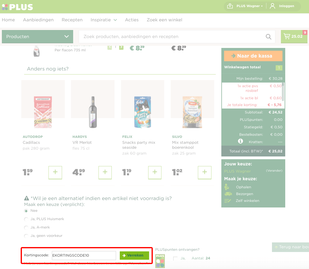 PLUS kortingscode gebruiken