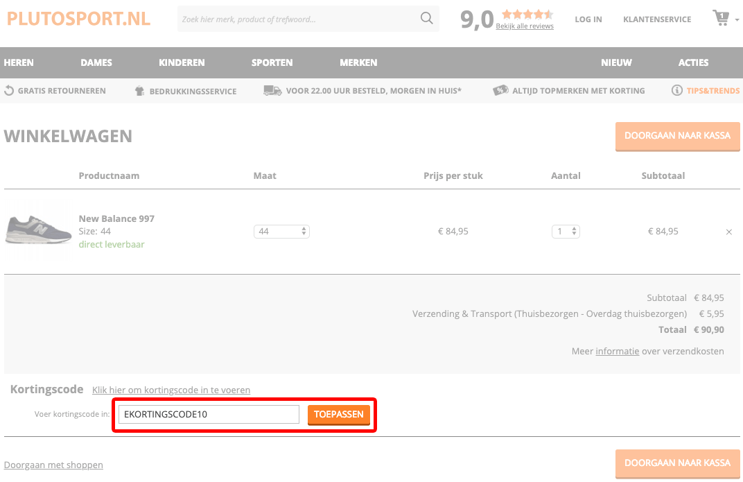 Plutosport kortingscode gebruiken