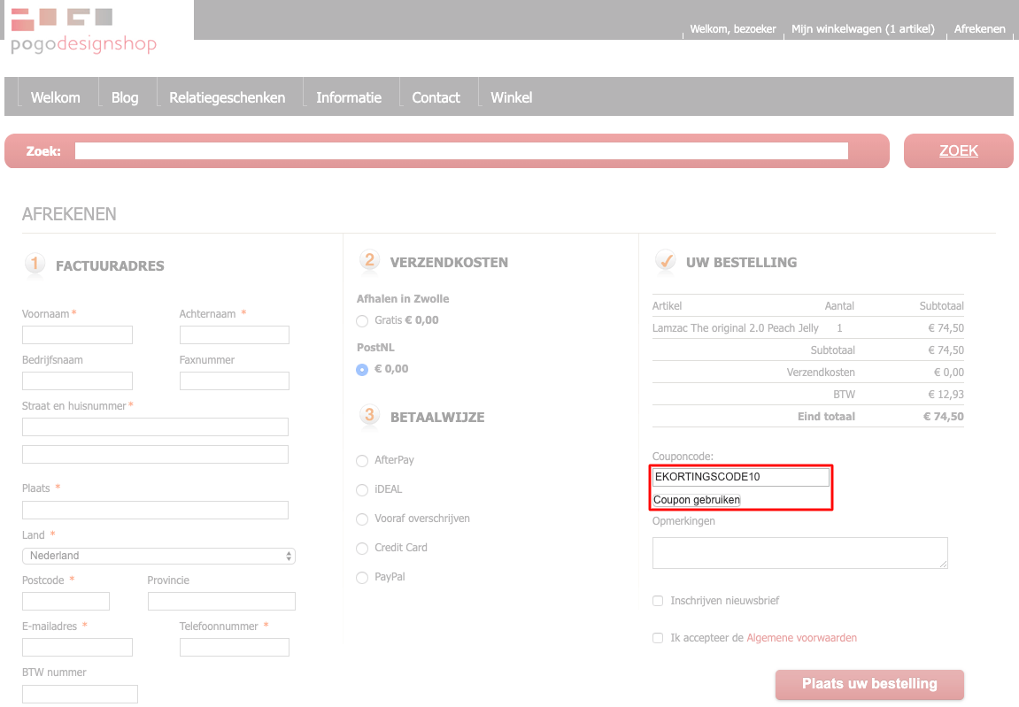 Pogo Design kortingscode gebruiken