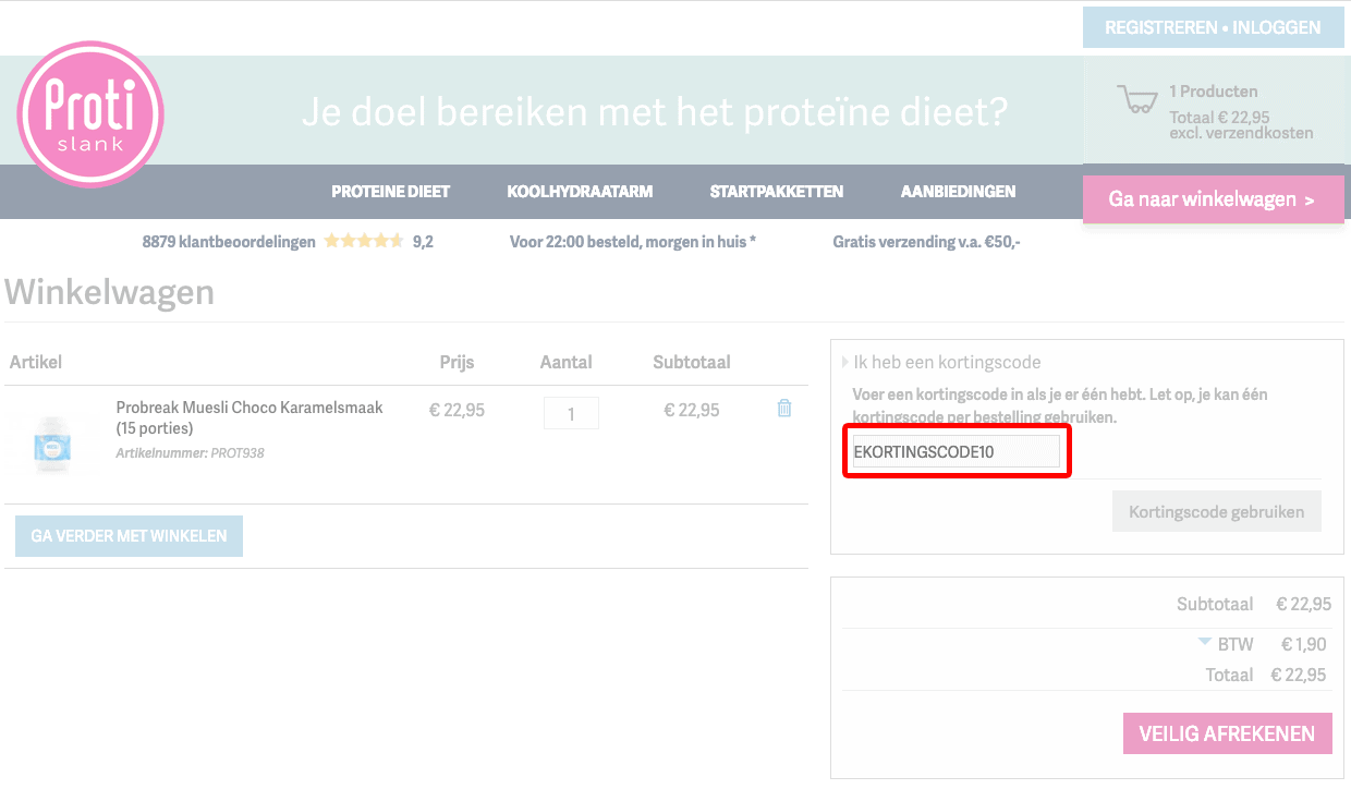 Protislank kortingscode gebruiken