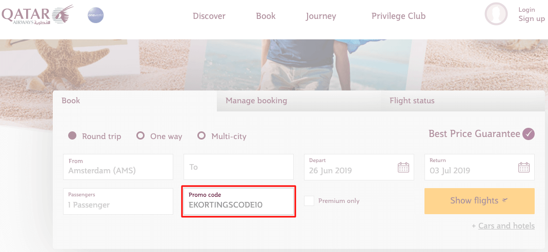 Qatar Airways kortingscode gebruiken