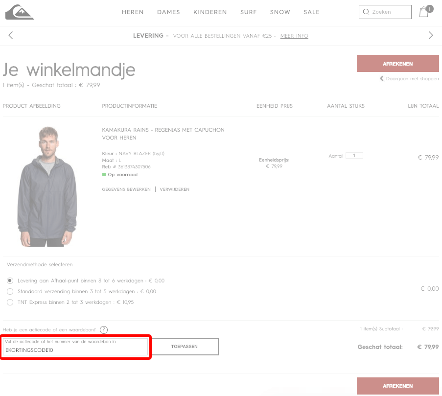 Quiksilver kortingscode gebruiken