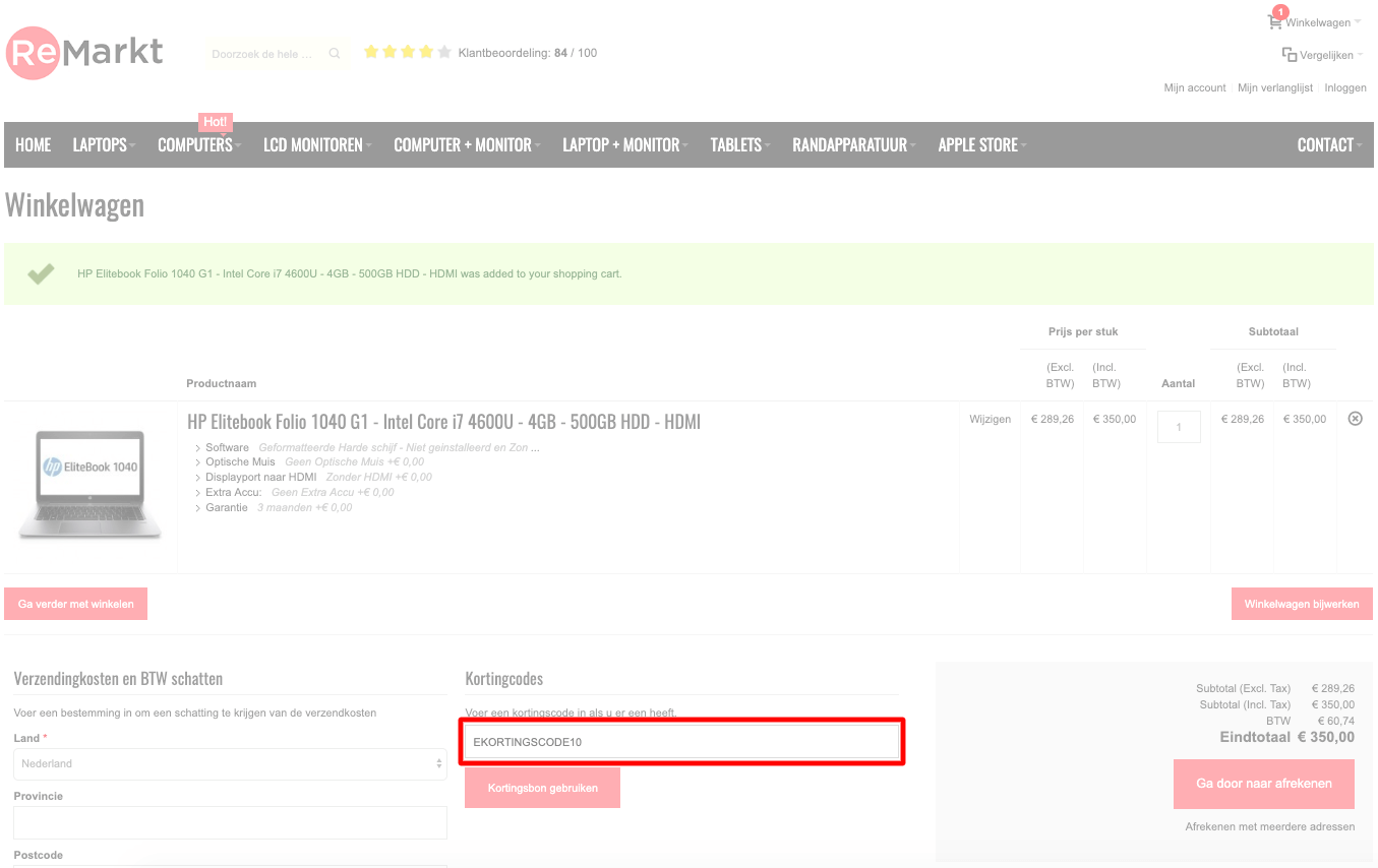 Remarkt kortingscode gebruiken