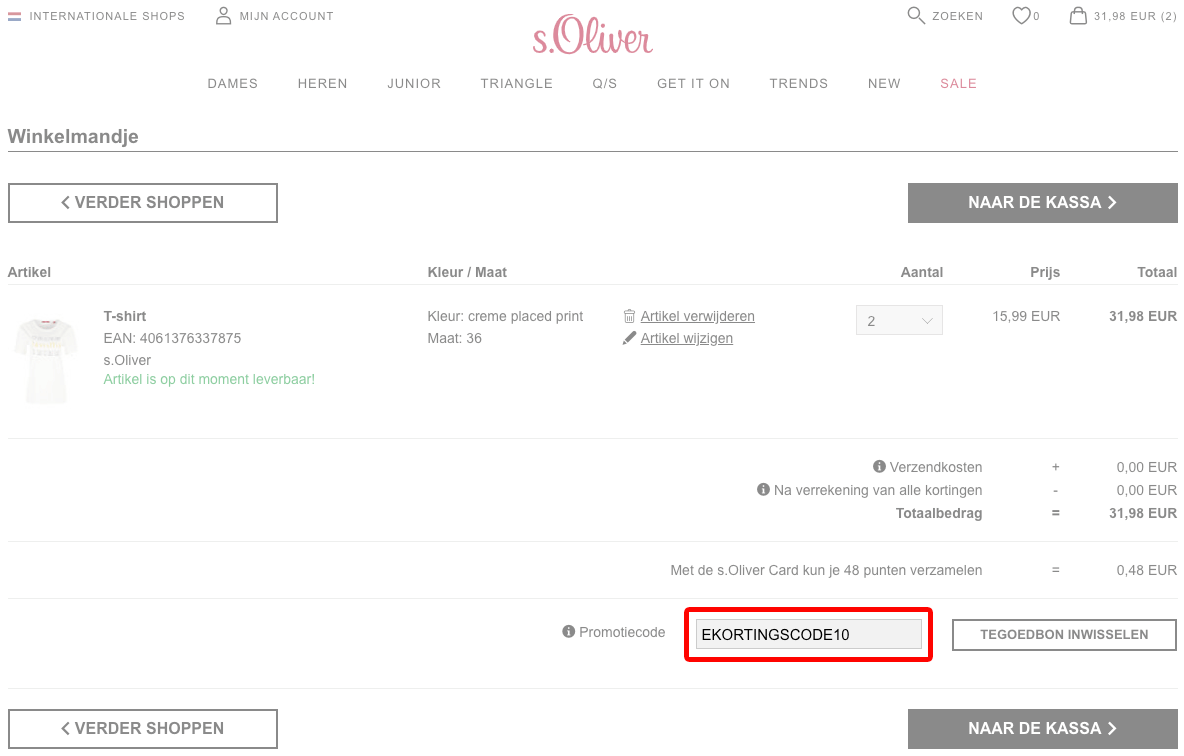 s.Oliver kortingscode gebruiken
