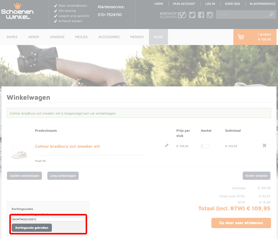 Schoenenwinkel kortingscode gebruiken