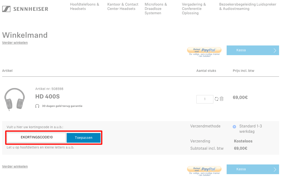 Sennheiser kortingscode gebruiken