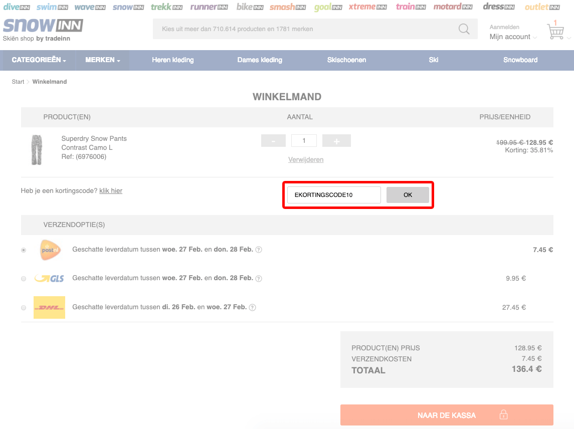 Snowinn kortingscode gebruiken