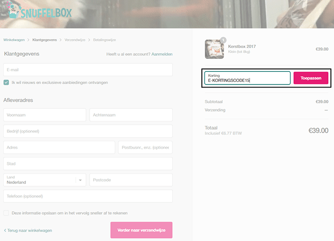 Snuffelbox kortingscode gebruiken