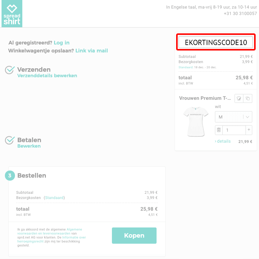Spreadshirt kortingscode gebruiken