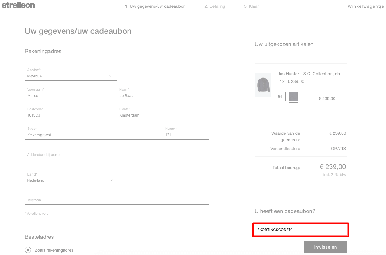 Strellson kortingscode gebruiken