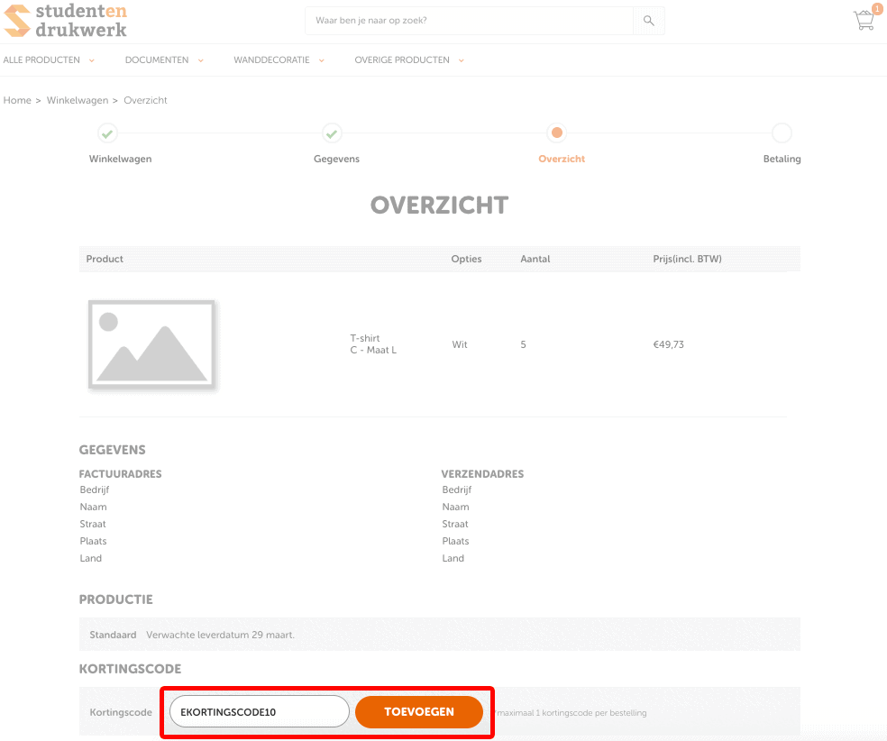 Studentendrukwerk kortingscode gebruiken