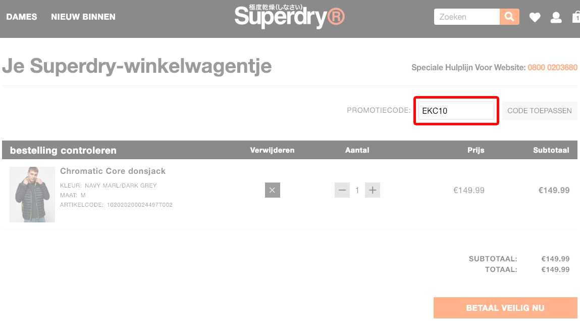 Superdry kortingscode gebruiken