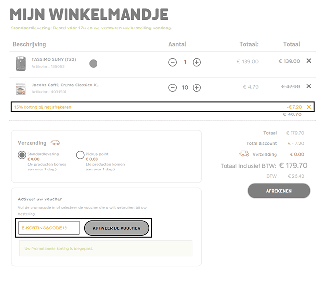Tassimo kortingscode gebruiken