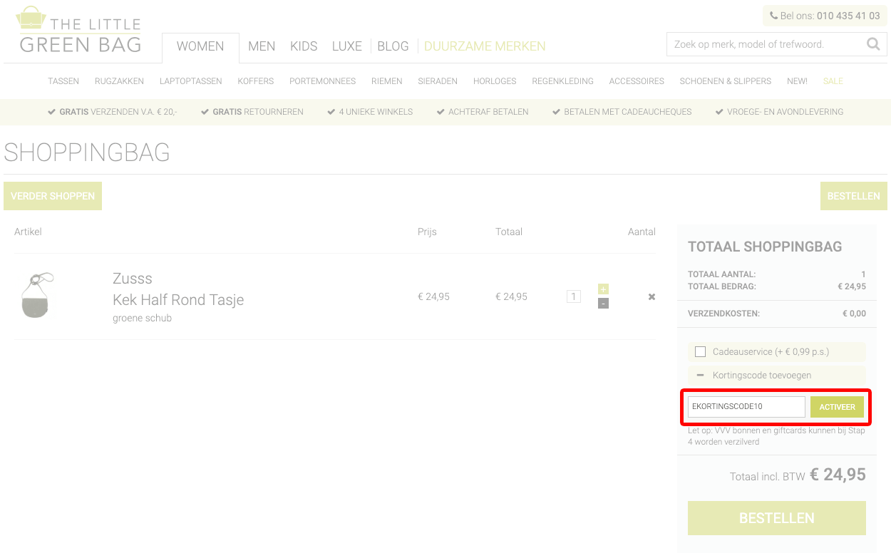 The Little Green Bag kortingscode gebruiken