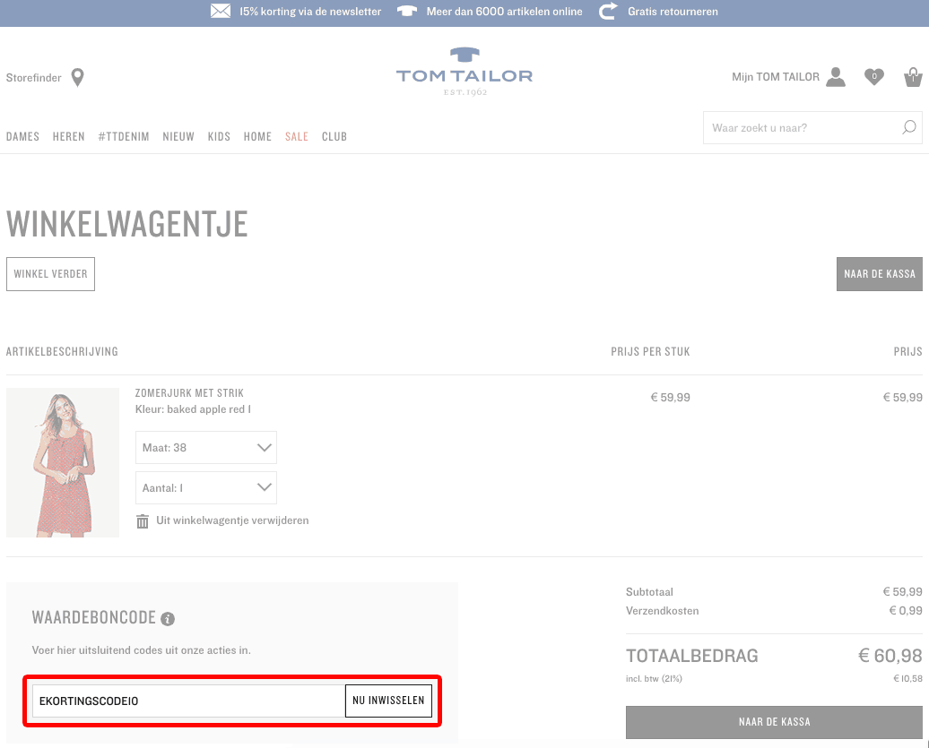 Tom Tailor kortingscode gebruiken