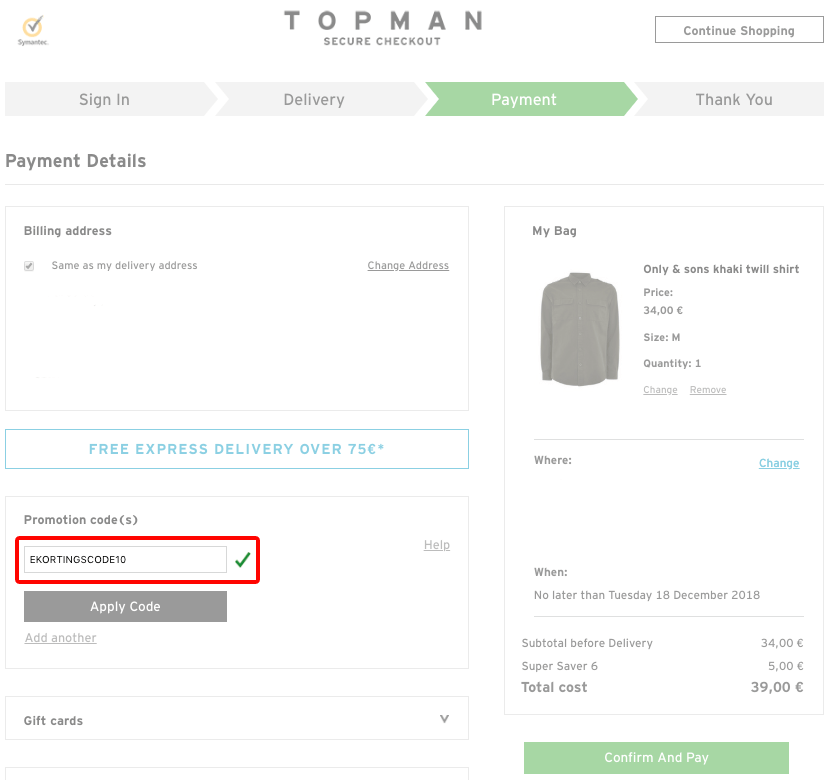 Topman kortingscode gebruiken