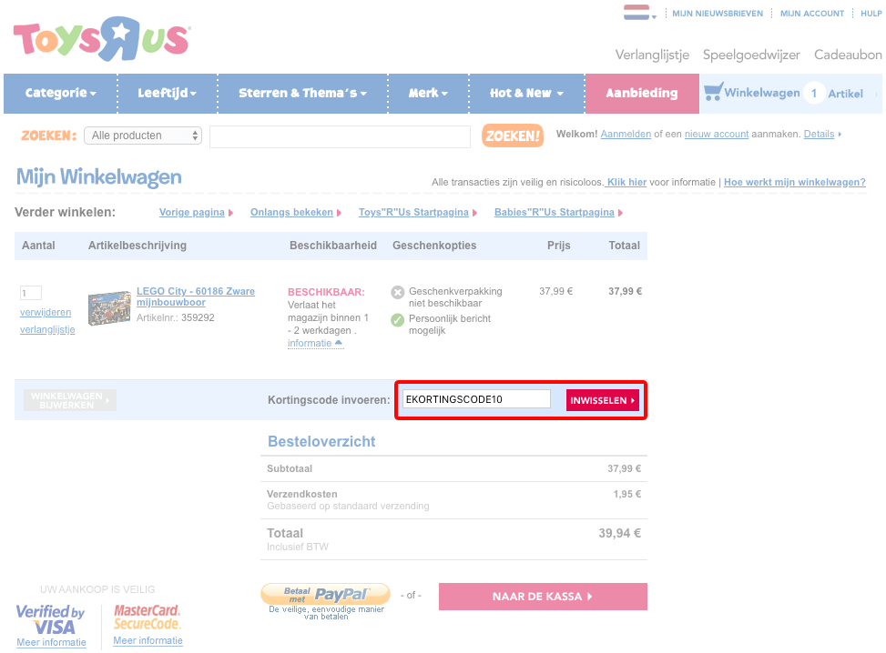 Toys'R'Us kortingscode gebruiken