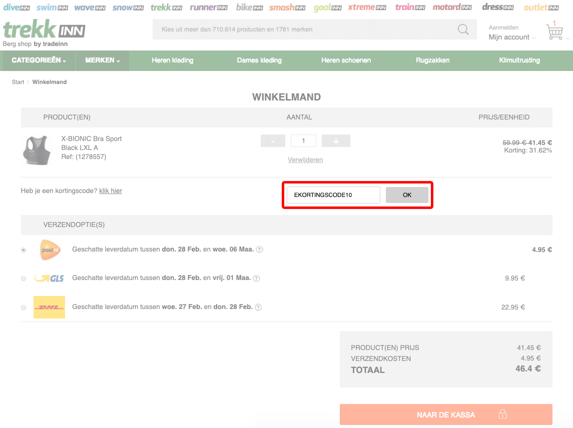 Trekkinn kortingscode gebruiken