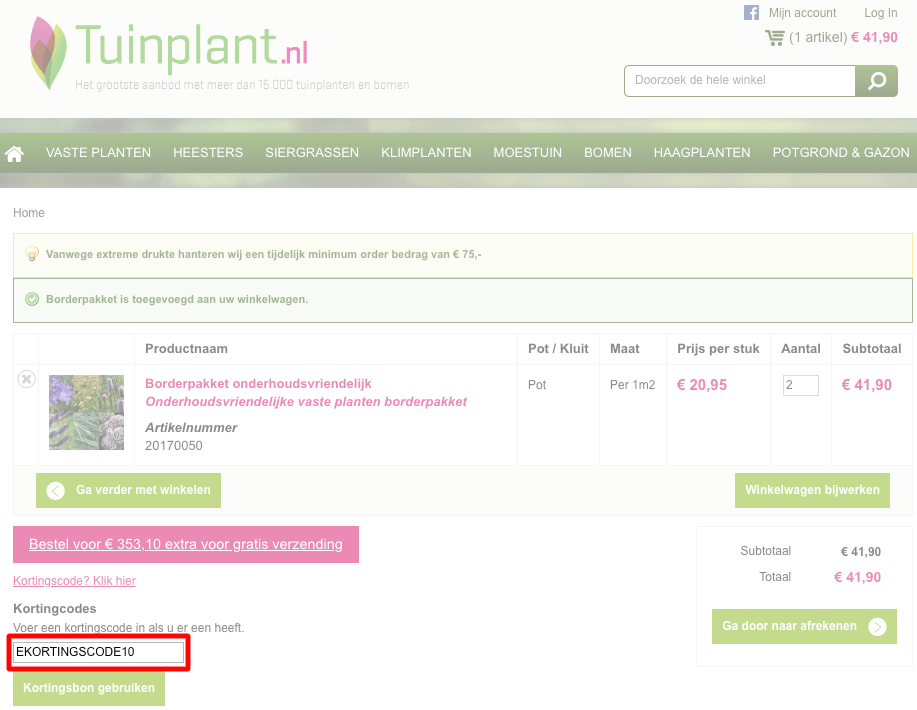 Tuinplant.nl kortingscode gebruiken